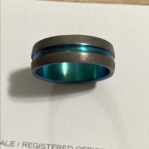 Men’s Teal and Silver Toned Ring